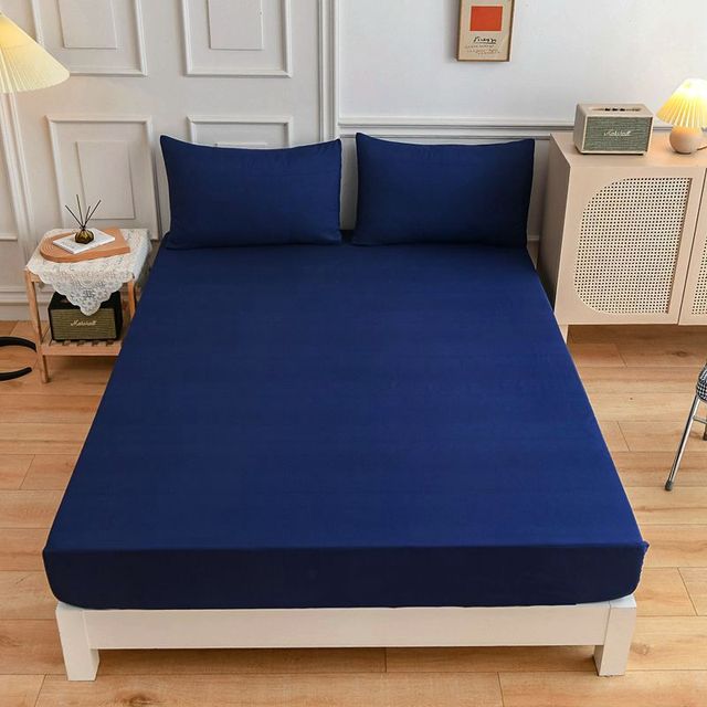 Solid Color Fitted Sheet Single And Double Bed Sheet Simple High -Grade Bed Sheets Soft Mattress Cover Sheet Protector