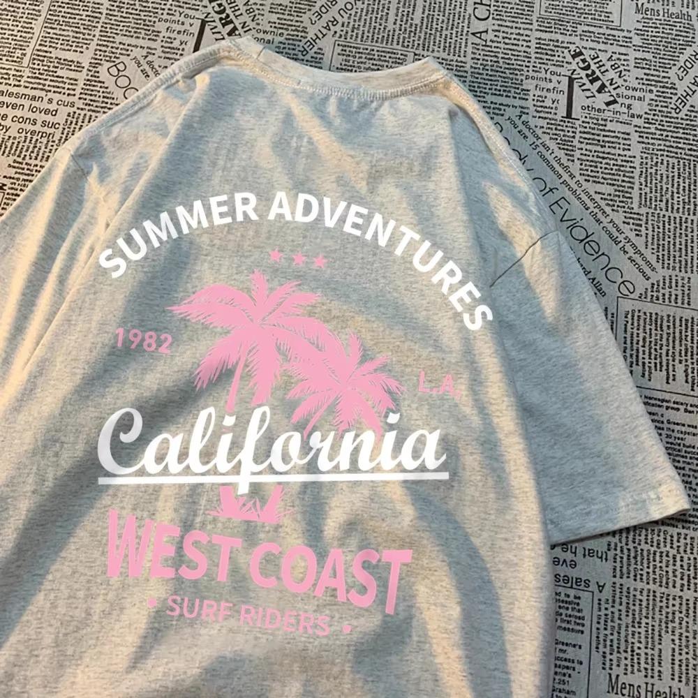 Sommerabenteuer Kalifornische Westküste Herrenbekleidung Hip Hop Lockere T-Shirts Mode Übergroße Baumwolle Sommer Damen T-Shirt Neu