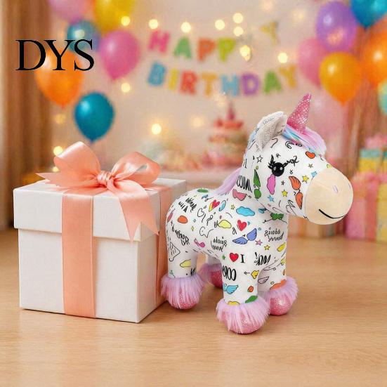 DIY Coloring Plush Toy Horse Kit, Washable Stuffed Animal Painting Kit with Marker Pens, Art Crafts Activity Set for Toddlers Boys Girls