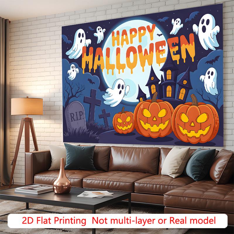 Party Backdrop Halloween Flat Spooky Ghosts Event Photo Background Party Decor