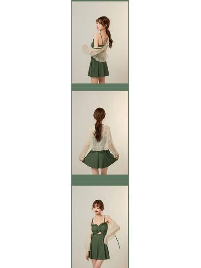 2024 Stylish Two-Piece Swimwear Set: Slimming, Belly-Covering, and Sun-Protective Skirt Design