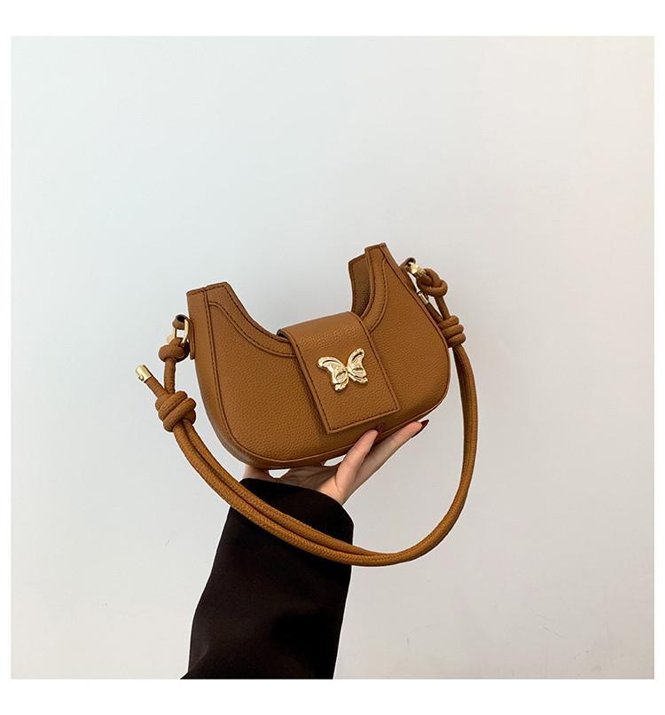 Korean Style Round Handbag 2024 Winter New Butterfly Single Shoulder Bag коричневый