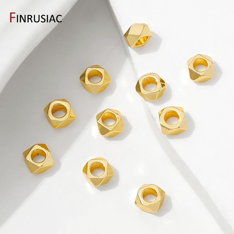 14K Gold Plated Brass Faceted Spacer Beads,Separator For Beads,DIY Bracelet Making Accessories,Jewelry Materials