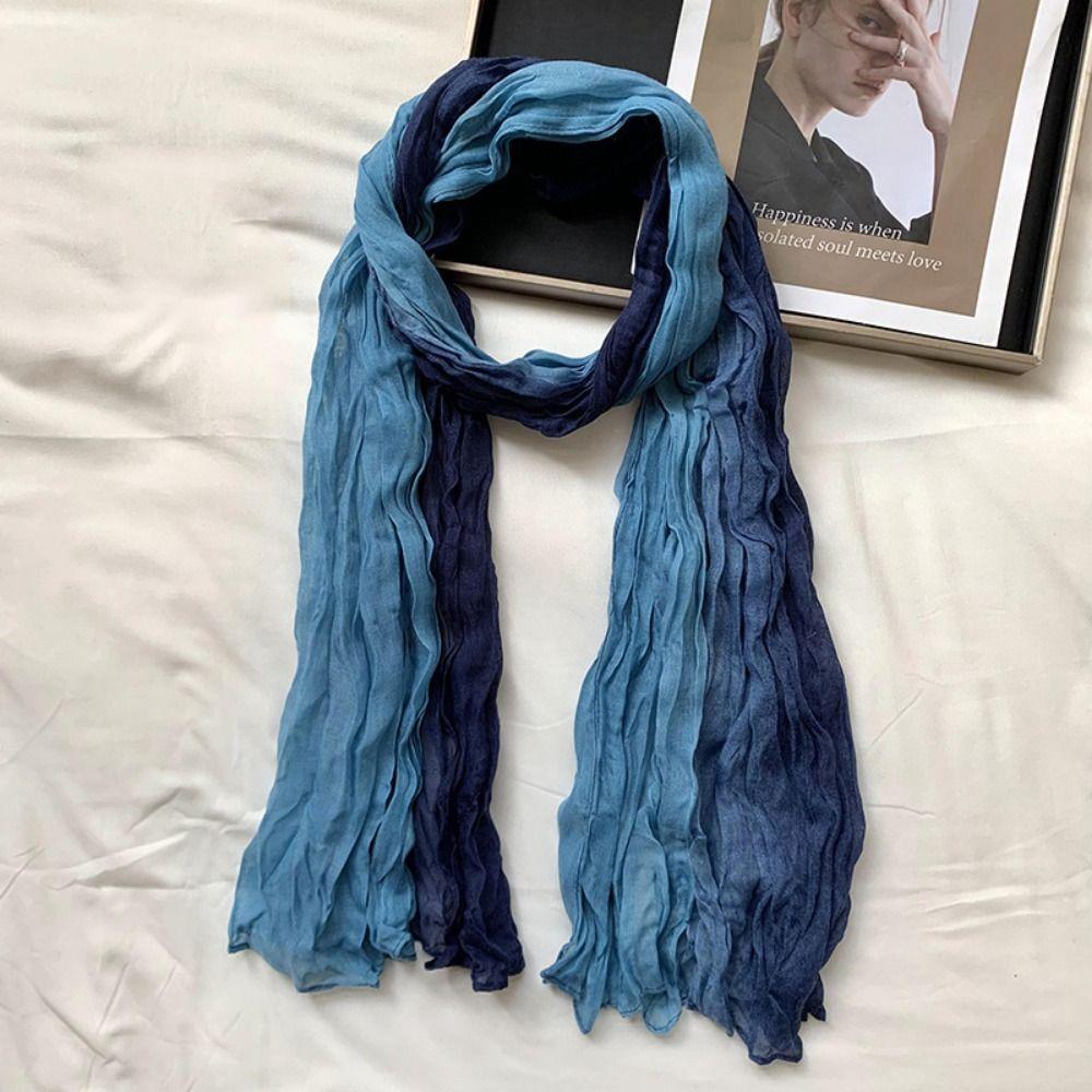 Warm Gradient Texture Scarf Windproof Bandana Shawl Wraps Multifunction Long Hijab Scarf  Travel