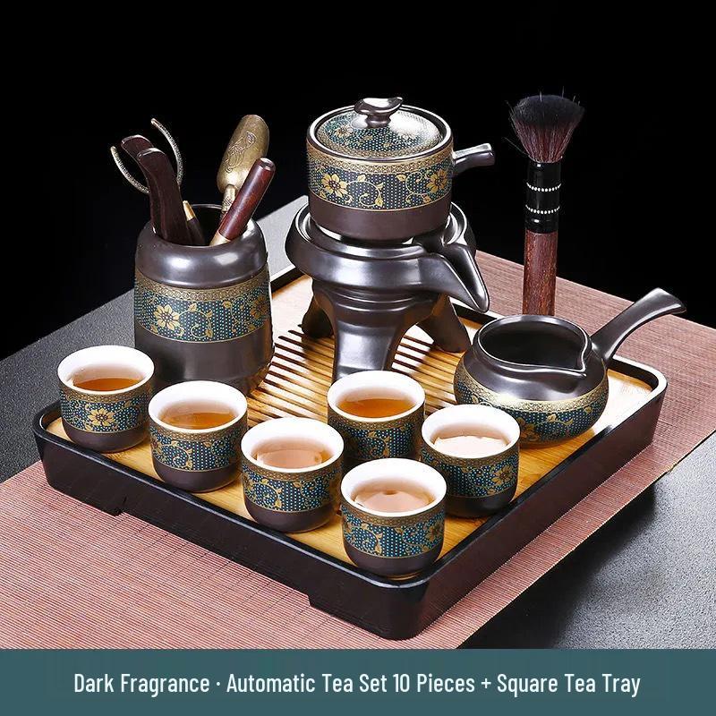 Automatic Ceramic Kung Fu Tea Set for Home: Teapot, Cups, Canister, Tray
