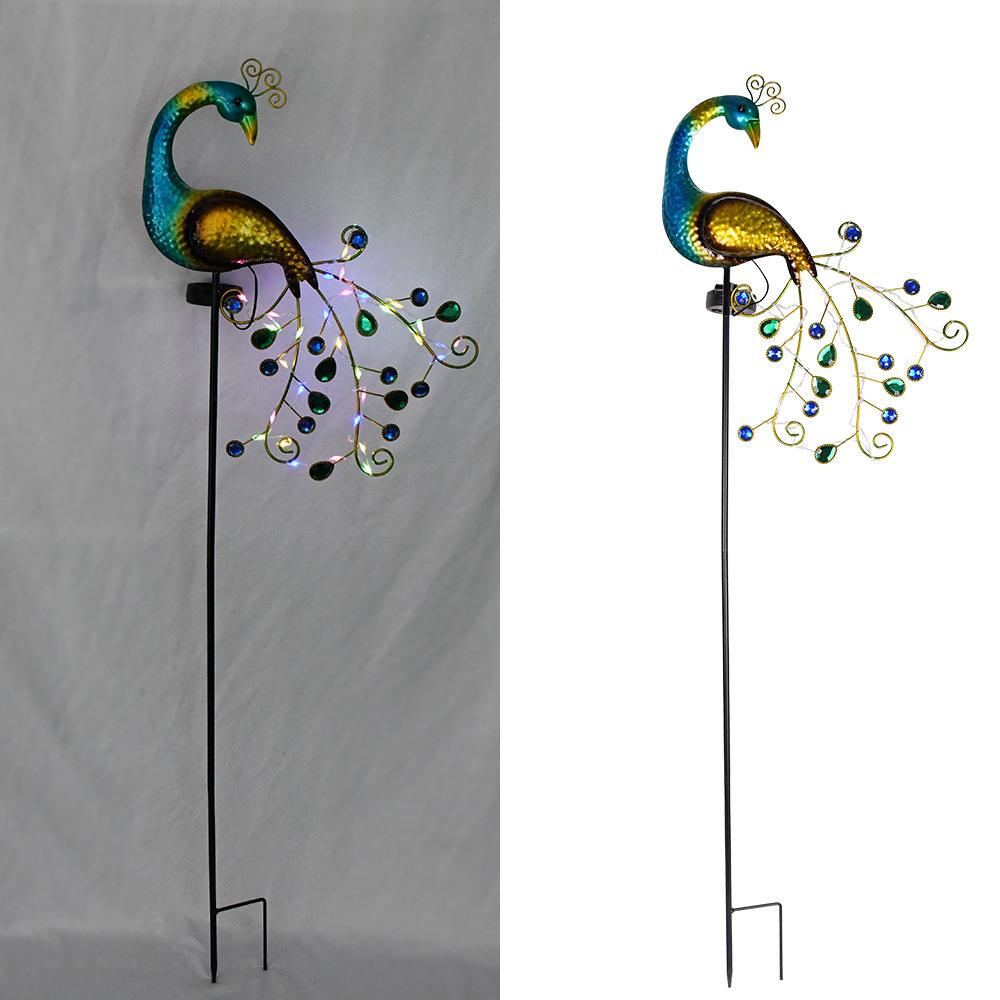 Solar Peacock Garden Decoration Lights Outdoor Lawn Statues Stake Lights For Villa Landscaping Solar Powered Ground Lights