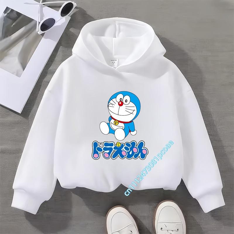 Doraemon children's hooded sweatshirt for boys, girls' casual top with cartoon print,long-sleeved,suitable for autumn and winter