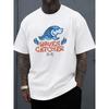 European Size Wave Catcher T-Shirt Men | Funny White Casual Breathable Fabric, Crew Neck, Short Sleeves | Fashionable Printed, All-Season,