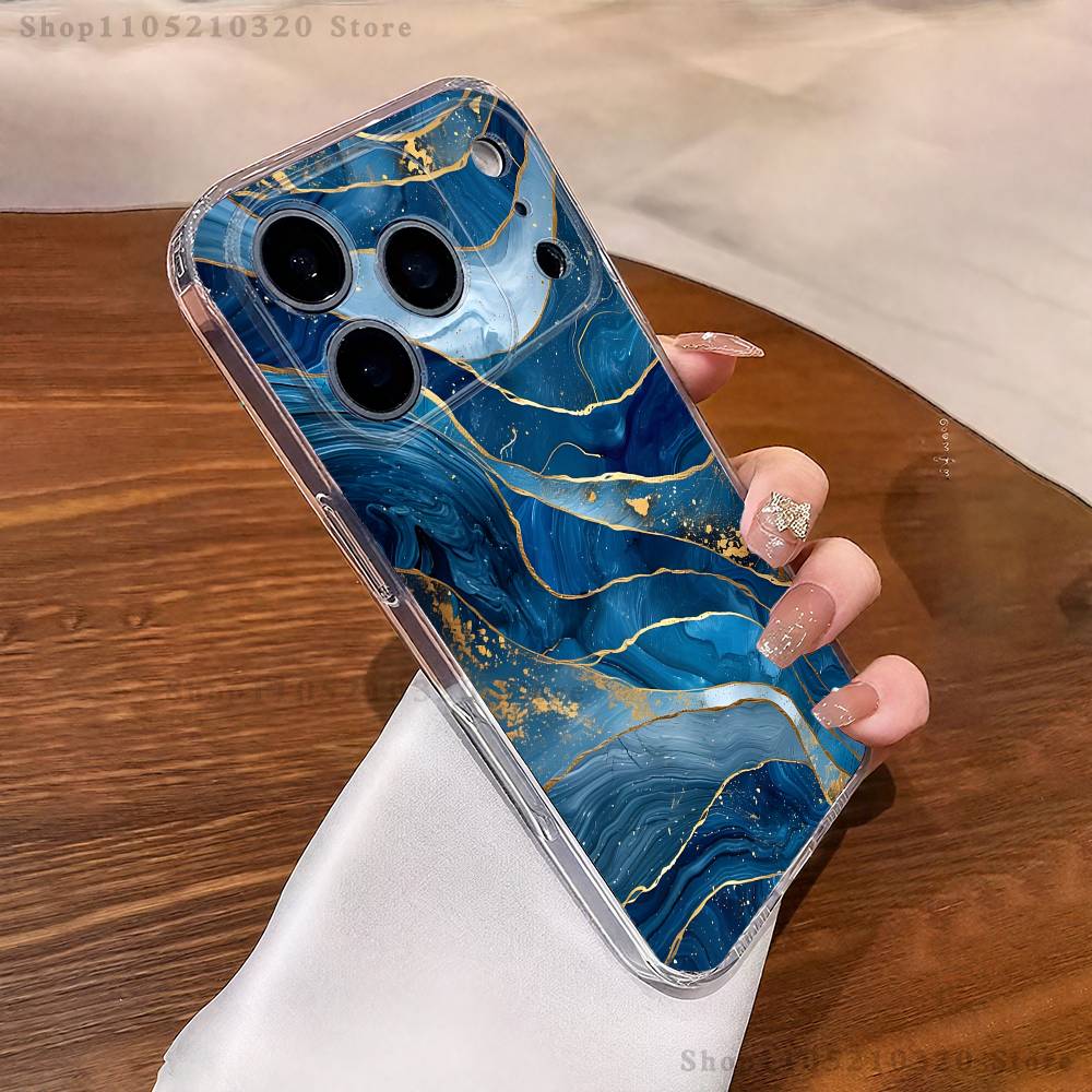 Black Gold Marble Art Phone Case iPhone17 16 15 14 13 12 11 Pro Max Plus Mini Clear Full Back Cover Silicone Soft Shell