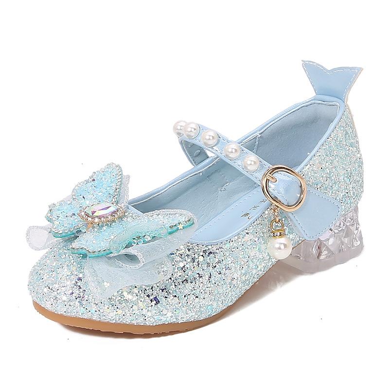 

Girls Single Shoes Elsa Princess Shoes New Spring and Autumn Style Baby Girls Crystal Shoes Small Leather Shoes Children s High Heels 25 синий