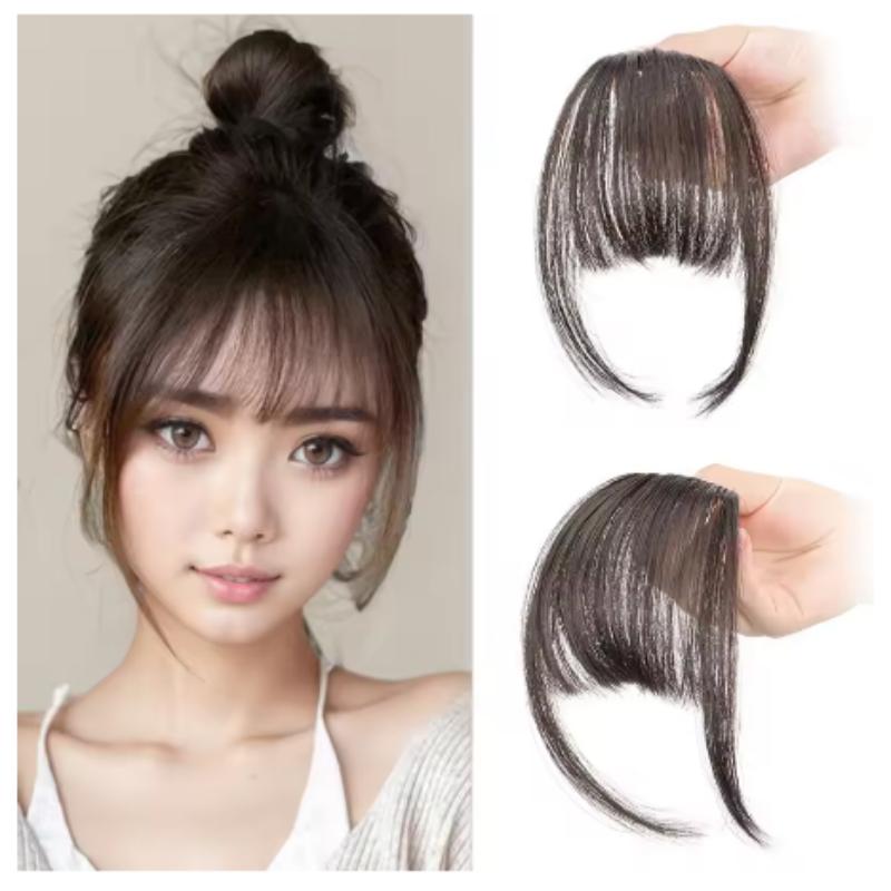 Natural-Looking Clip-In Bangs – Side-Swept, Straight or Wispy Air Fringe Hairpiece for Women, Seamless & Undetectable Front Hair Extension