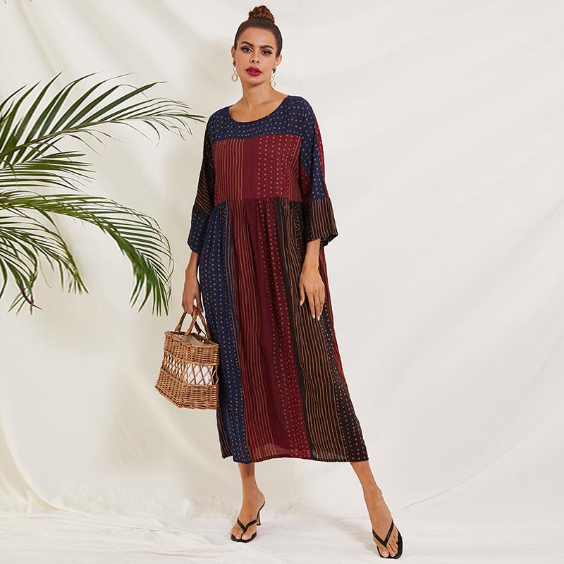 

ZANZEA Лето Повседневный O-образный вырез с длинным рукавом Свободное платье