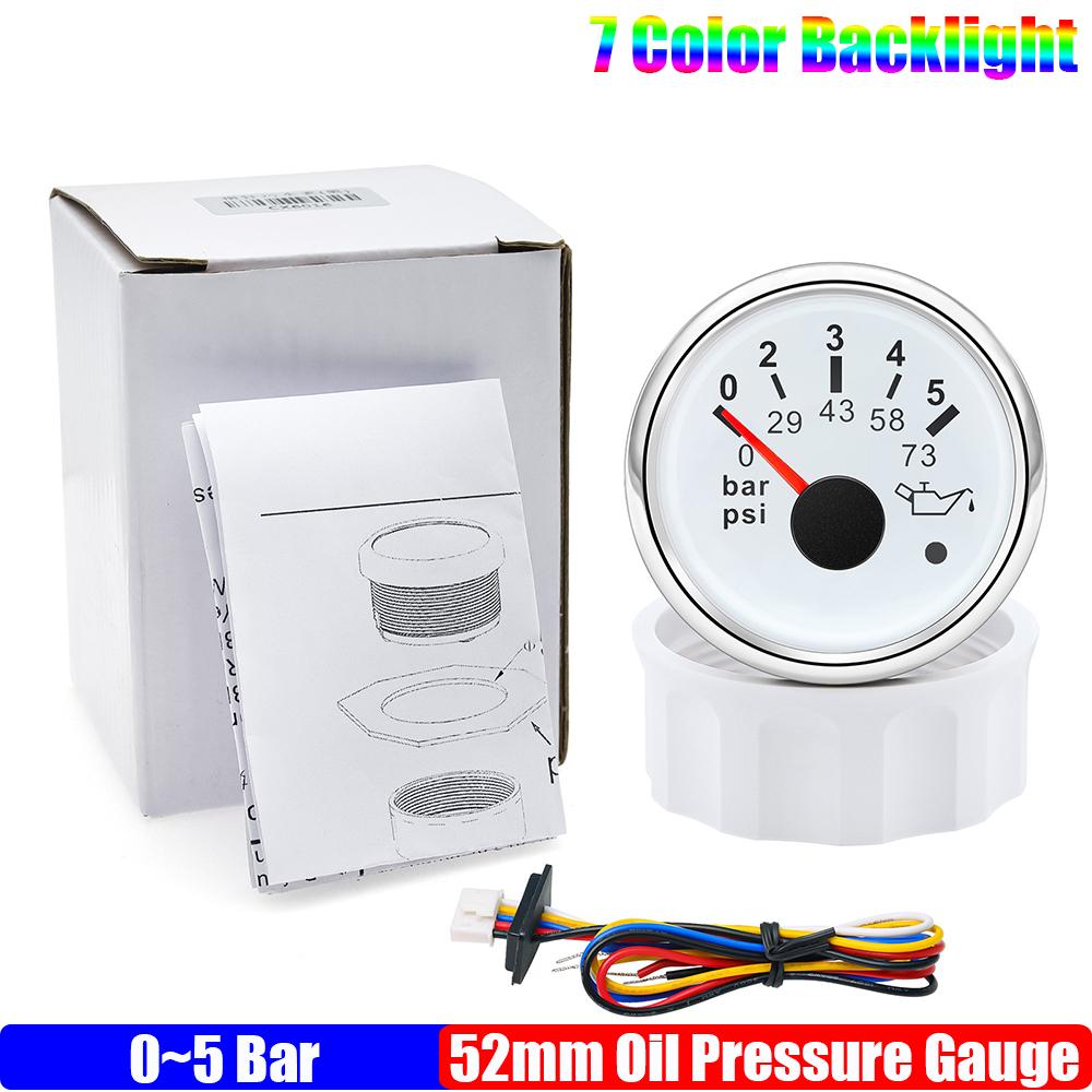 ZMFJH 7 Color Light Pointer 52MM Fuel Water Level Gauge Voltmeter Oil Pressure Meter Water Oil Temp Gauge with Alarm Optional