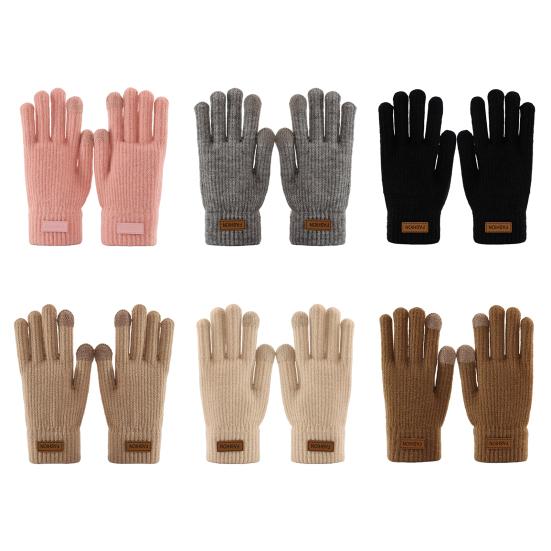 Women Winter Gloves Touch Screen Warm Knitted Gloves Soft Full Finger Thick Gloves for Daily Outings Driving Outdoors