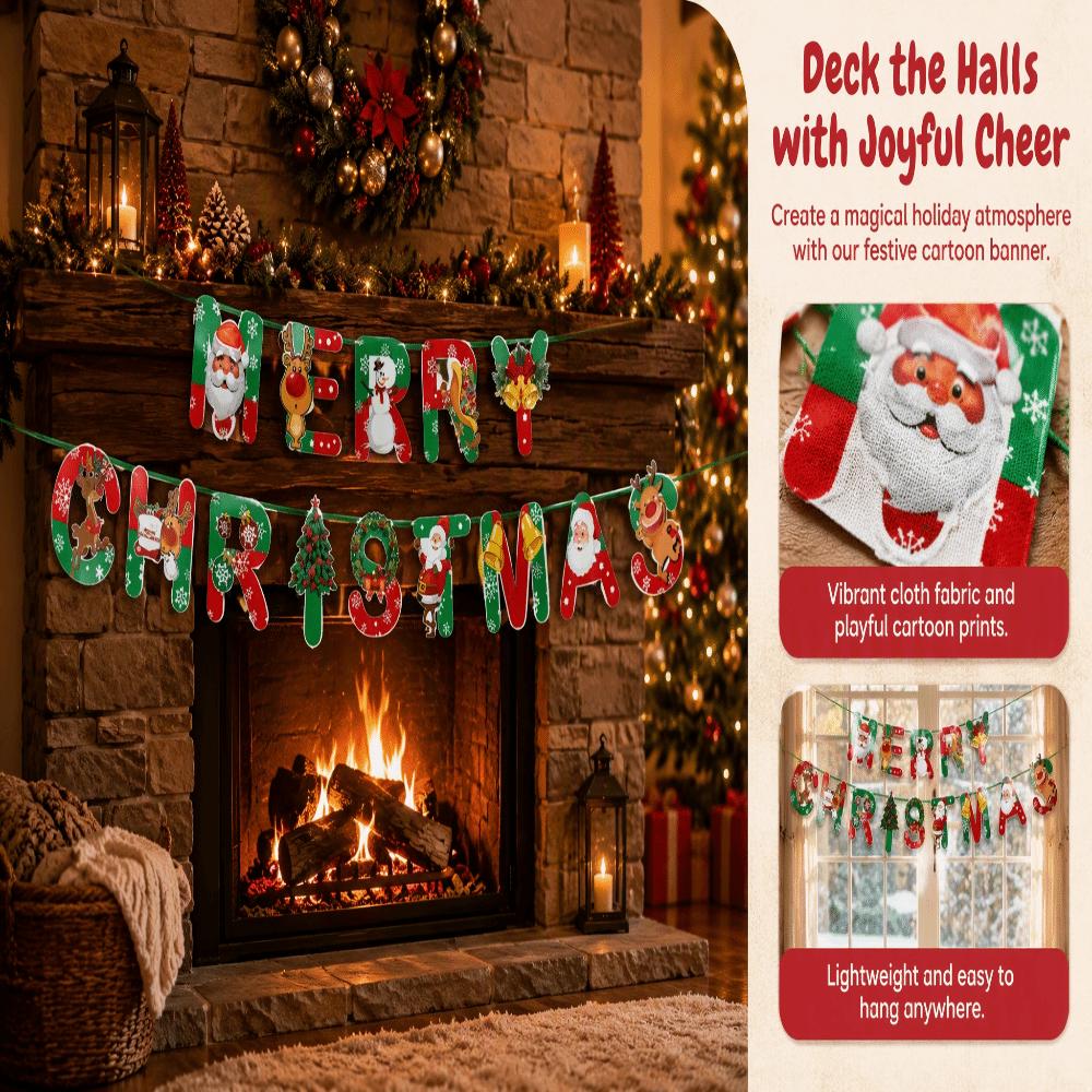 Paper Merry Christmas Banner Multicolor Christmas Bunting Banners  Hallway Balcony