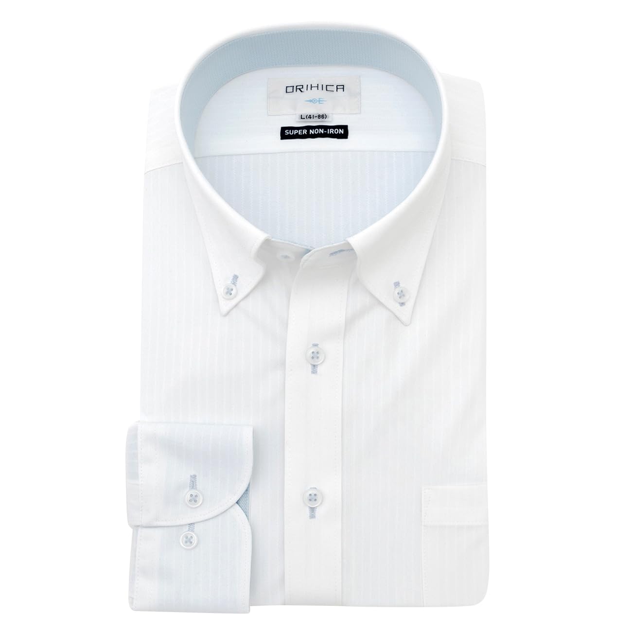 

Super Stretch Quick Drying Selectable Dress Shirt Business Pattern Switchable Blue Woven Down [Orihika] Non-Iron [Long Sleeve/Wide Collar/Button Down]