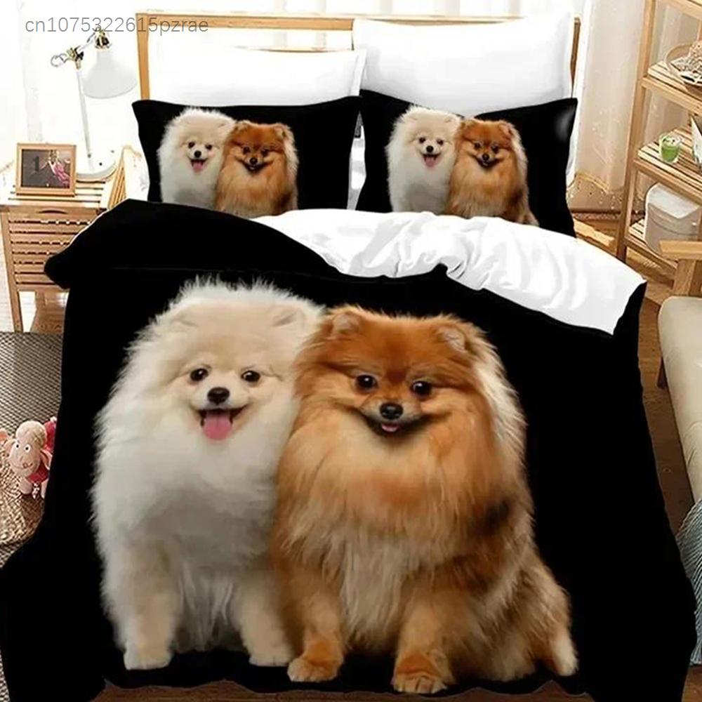 Cute Dog Lovely Puppy Pet Bedding Set 3D Printed Suitable For Bedroom Duvet Cover Set With Pillowcases Kids Home Textile