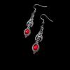 Victorian Vampire Bat Heart Earrings with Glass Pendant