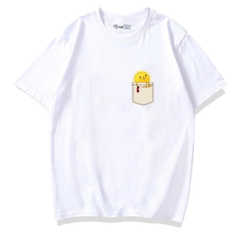 Healing Cute Pocket Cat Shiba Inu Pure Cotton Cartoon Printed Tshirt Summer New Unisexs and Unisexs Casual Loose Short Sleeve