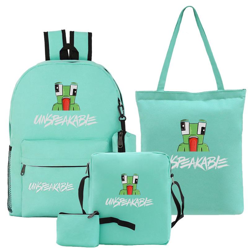 Casual Backpack Five-piece Backpack + Tote Bag + Shoulder Bag + Pencil Bag + Small Money Bag 3