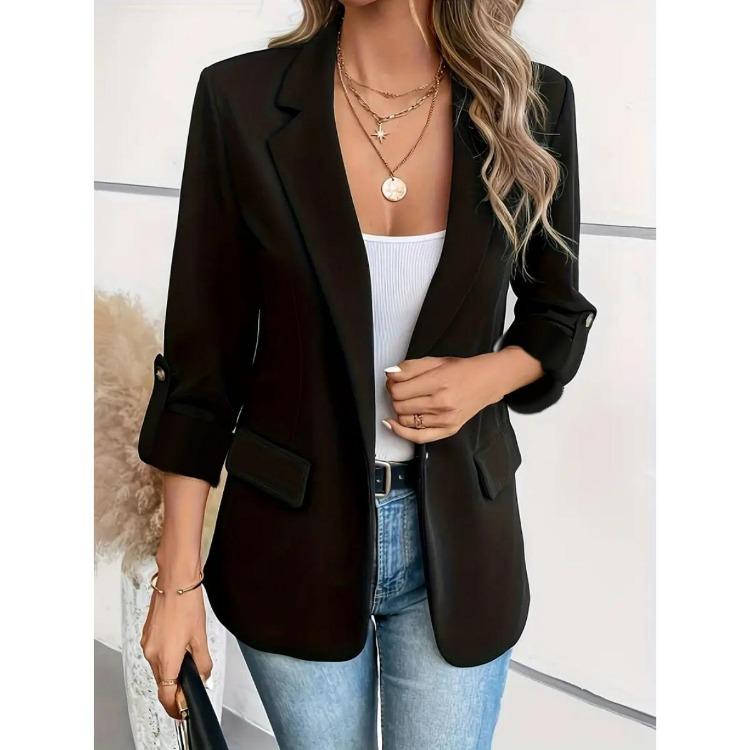 Fashion Women Long Sleeve Blazer Outerwear Solid Color Versatile Autumn Winter