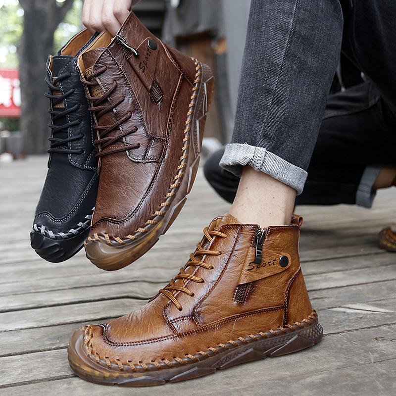 TUINANLE Podzimní pánské martensky Velká velikost Kožené pánské kotníkové boty Trendy pánská obuv