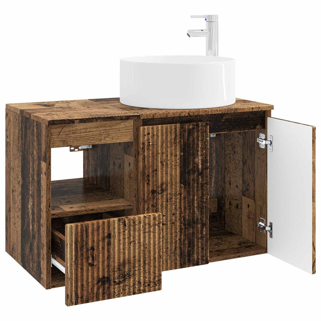 Bathroom Furniture Set 2 pcs Reclaimed Wood Engineered Wood