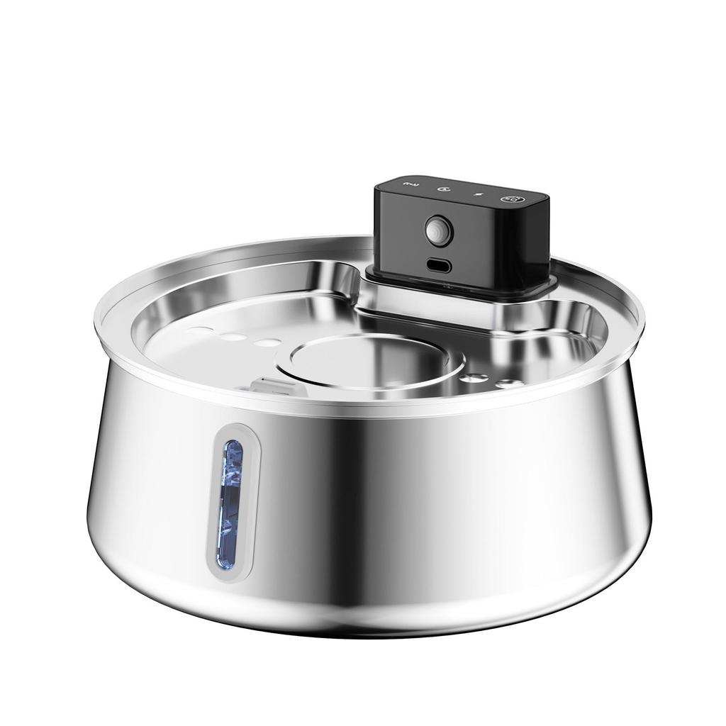 Intelligente Edelstahl-Haustier-Wasserfontäne mit kabellosem Laden