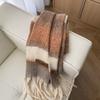 Windproof Knitted Stripe Scarf Thickened Long Wool Tassel Scarf Women's Cashmere Shawl  Student