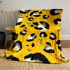 Abstract leopard print with black, white, and olive spots on yellow. for all seasons blanket lunch break throw gift