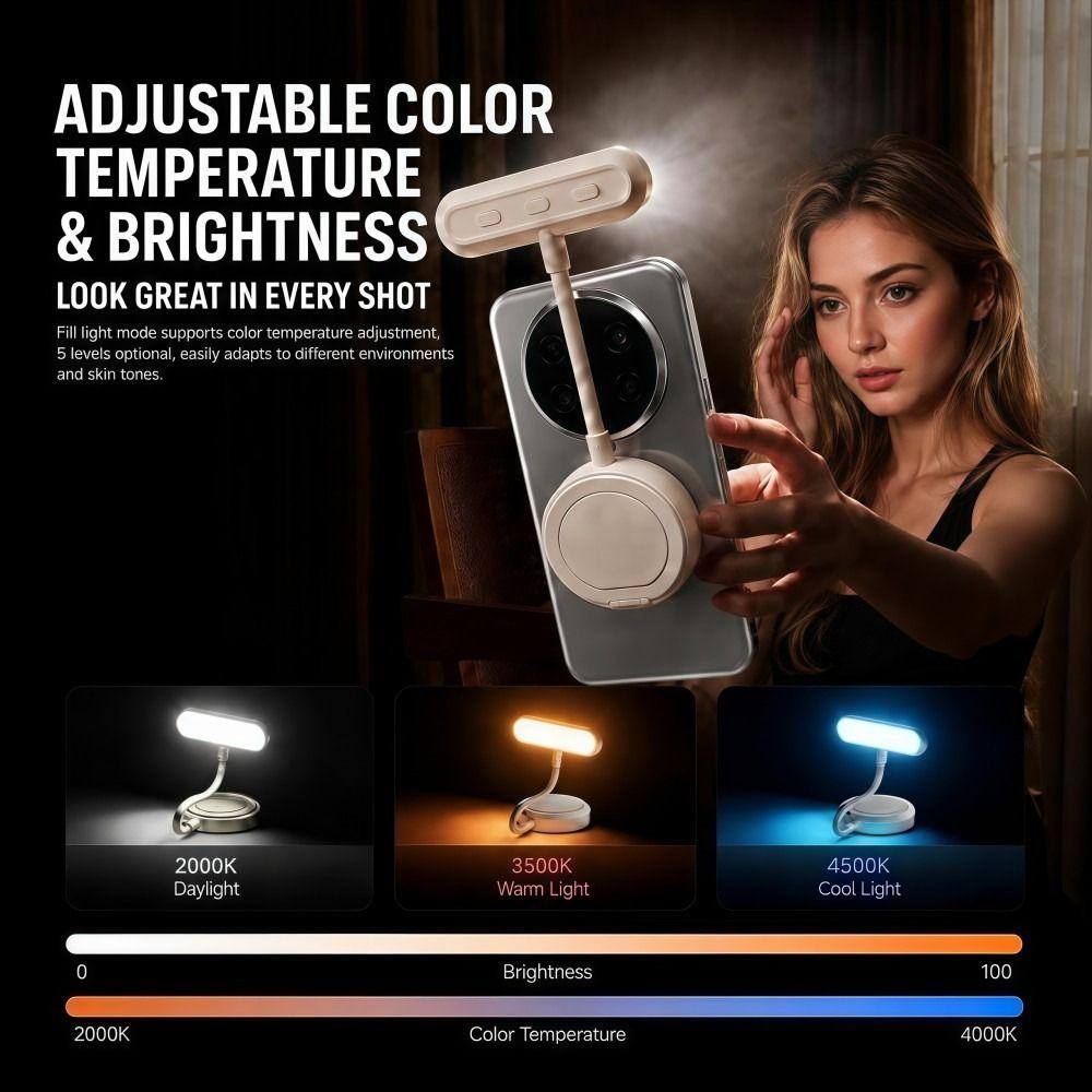 Luce Riempimento Magnetica per Telefono Multi-Angolo Ricaricabile Flessibile Anello Luminoso per Selfie Fotografia