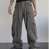 Men's Retro Hip-Hop Multi-Pocket Overalls - Original American High Street Fashion Brand, Japanese-Style Straight Casual Pants
