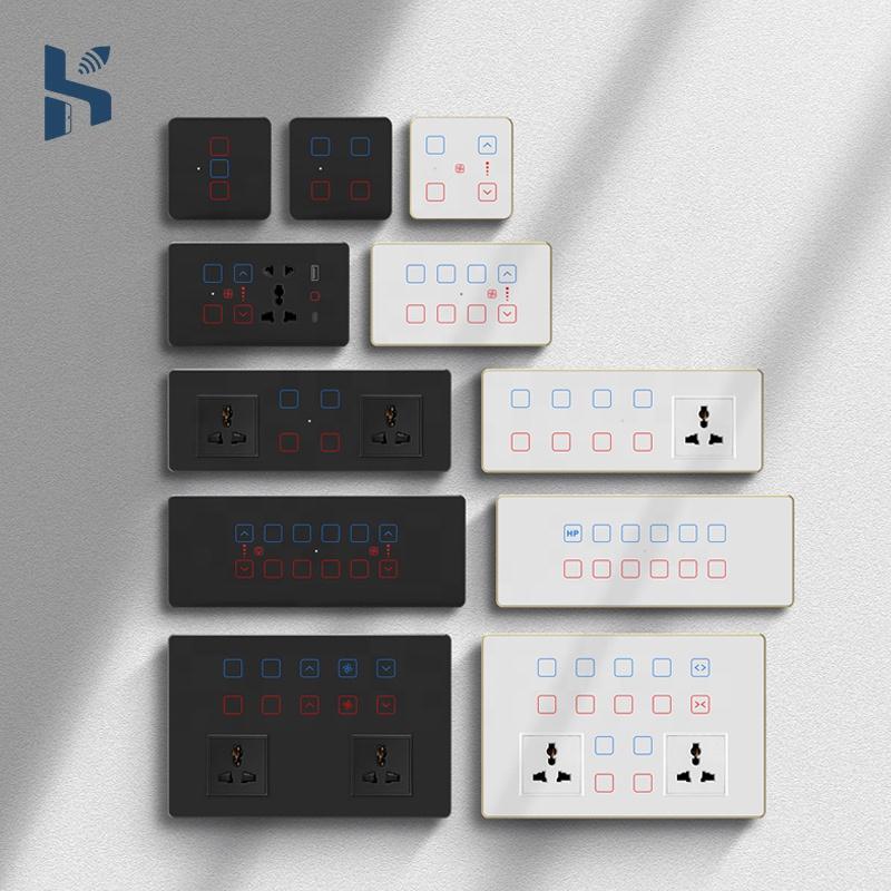 For Tuya Smart WiFi Glass Touch Panel with 4-Way Switch 10A Max. Current for Light Curtains Dimming Fan Control-Combi