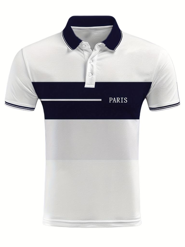 [Printed Design - Not Textured] Men'S Versatile Digital Print Golf Polo Shirt, Business Casual, Classic Easy, Workplace Commuting, Summer Breathable