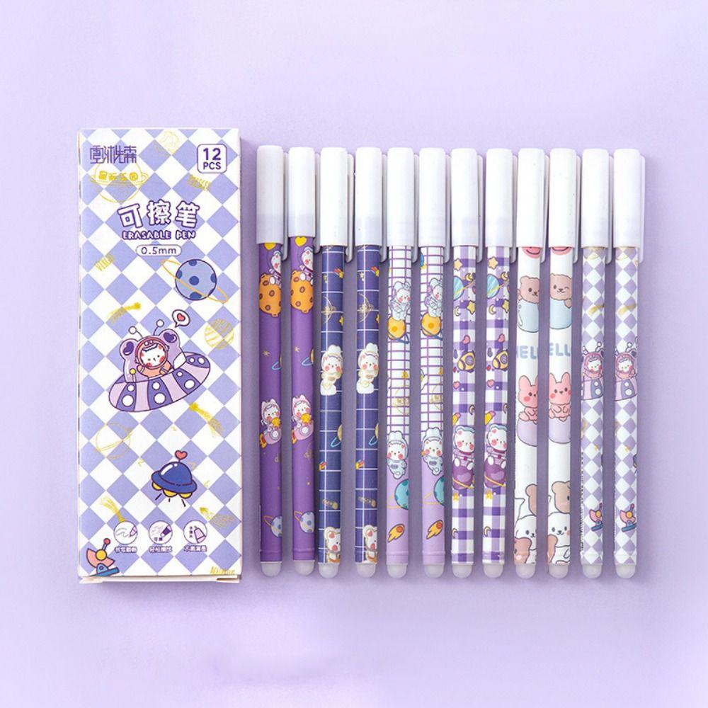 12PCS/Box 0.5mm Blue Ink Neutral Pen Bear Peach Astronaut Gel Pens Writing Tools  Students Gift