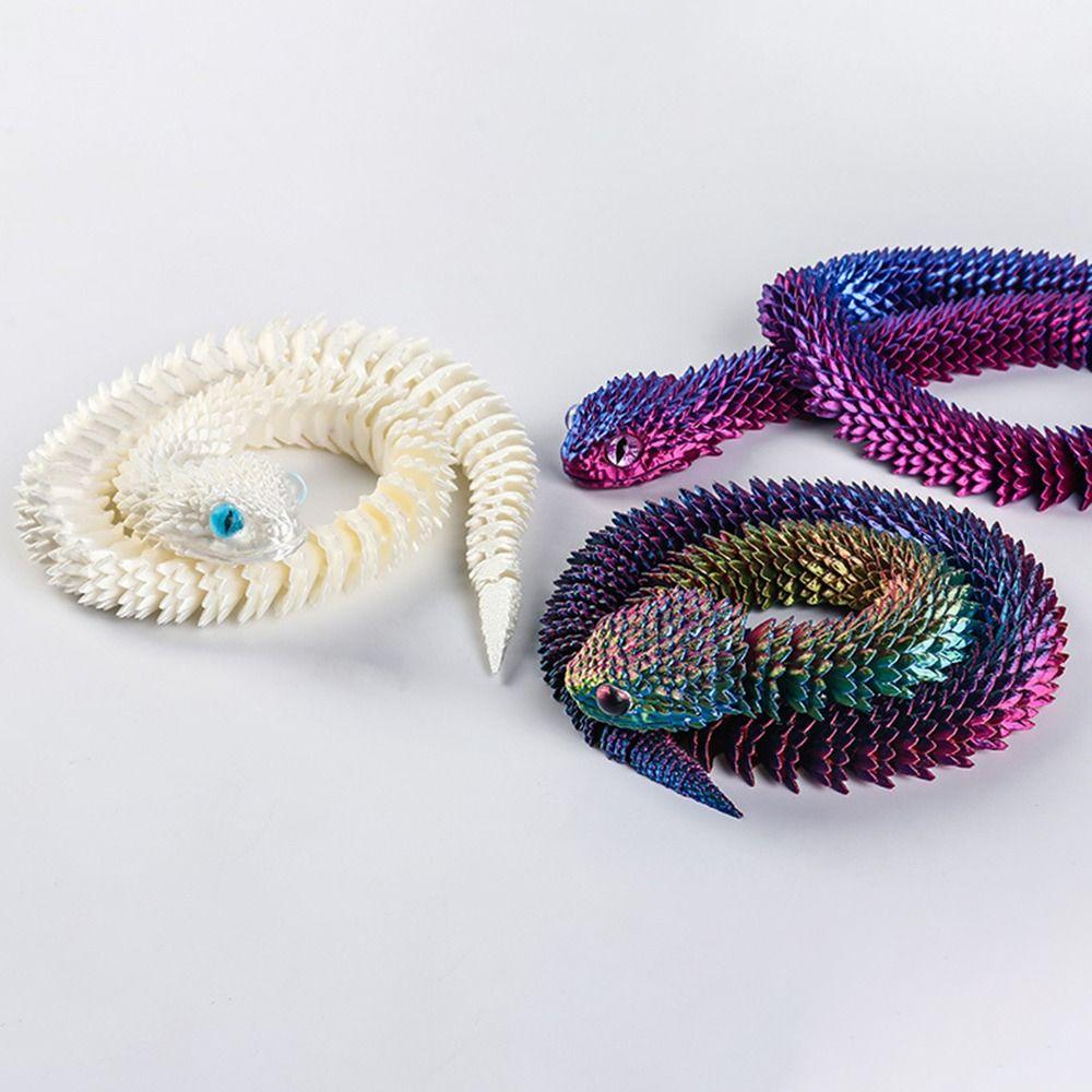 30/45/60cm 3D Printed Snake Toy Multicolor Animal Simulation Model  Halloween