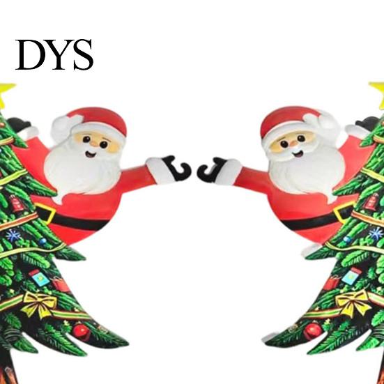 Wireless Pathway Solar Lights 2Pcs Santa Garden Stake Lights, Christmas Lawn Holiday Gifts for Lovers Decor with Metal Lantern, Waterproof Outdoor