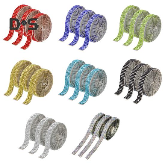 3 Rollen Strassband, selbstklebende Streifen aus Kunstkristall, elegante dekorative Zierrolle zum Selbermachen, Basteln, Kleidung, Schuhe, funkelndes Verzierungsband