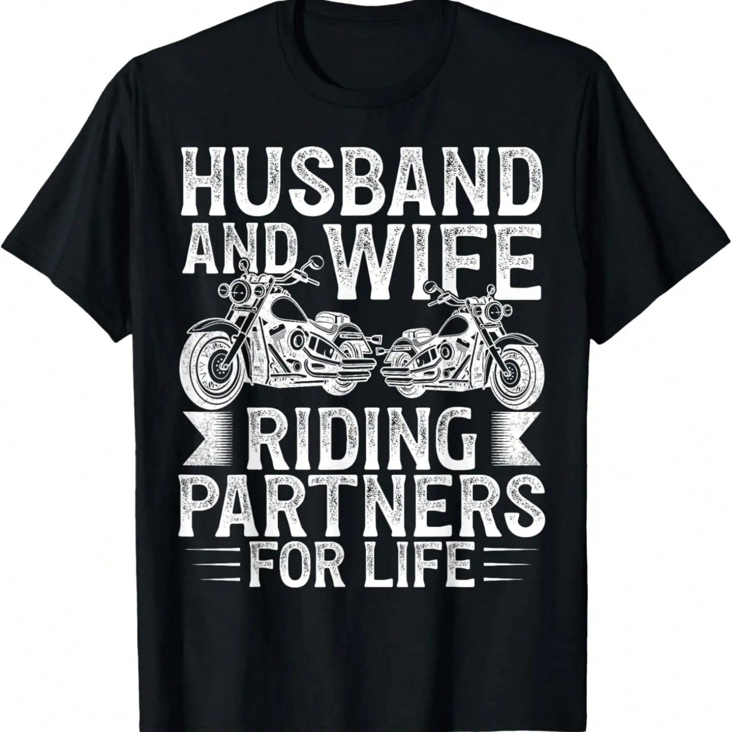 Husband And Wife Riding Partner For Life Motorcycle Biker T-Shirt,100% Cotton.Jpg S разноцветный