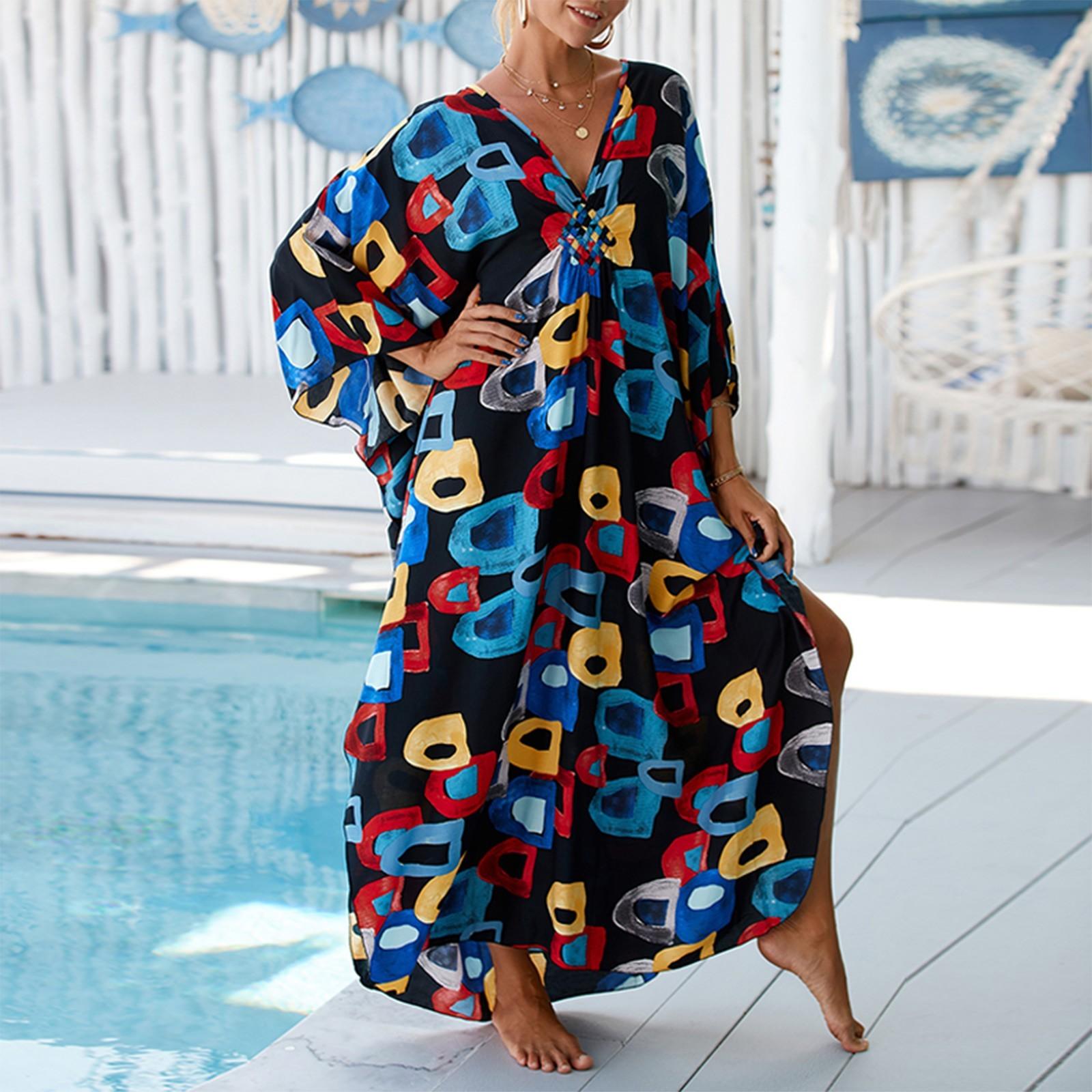 

Модный пляжный бикини-купальник, верхняя одежда, пляжное платье, купальник, накидка, куртка One Size тёмно-синий