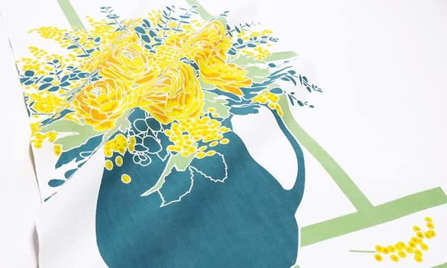 Someno Yasubo Hand Towel Mimosa Yellow Authentic Dyed Cotton Tokuoka Made In Japan 35cm X 100cm "Spring Window" 100%