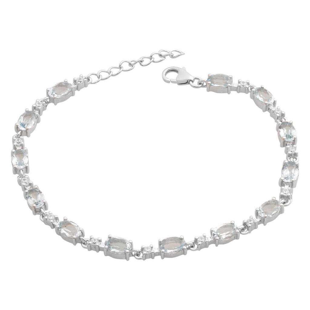 Silver Bracelet with Natural Topaz 7.775ct, Cubic Zirconias, Item Weight 7.72 G (2190912)