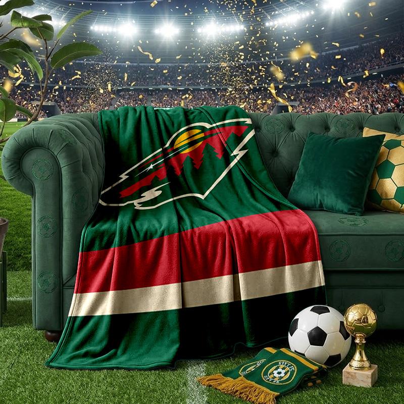 Minnesota-Wild Hockey Team Throws Blanket Flannel Blankets Plush for Couch Bed Gifts for Men Women Travel picnic blanket Christmas fan gifts