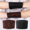 Punk Wide Leather Bracelet Arm Armor Cuff Wrist Guard Crow and Sheep Head Pattern Wide Bracer