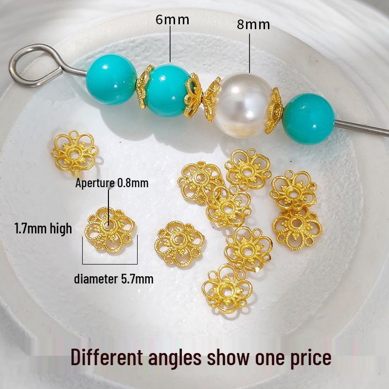 925 Silver-Plated 24K Gold Flower Bead Holder for DIY Bracelet/Necklace Spacer Beads