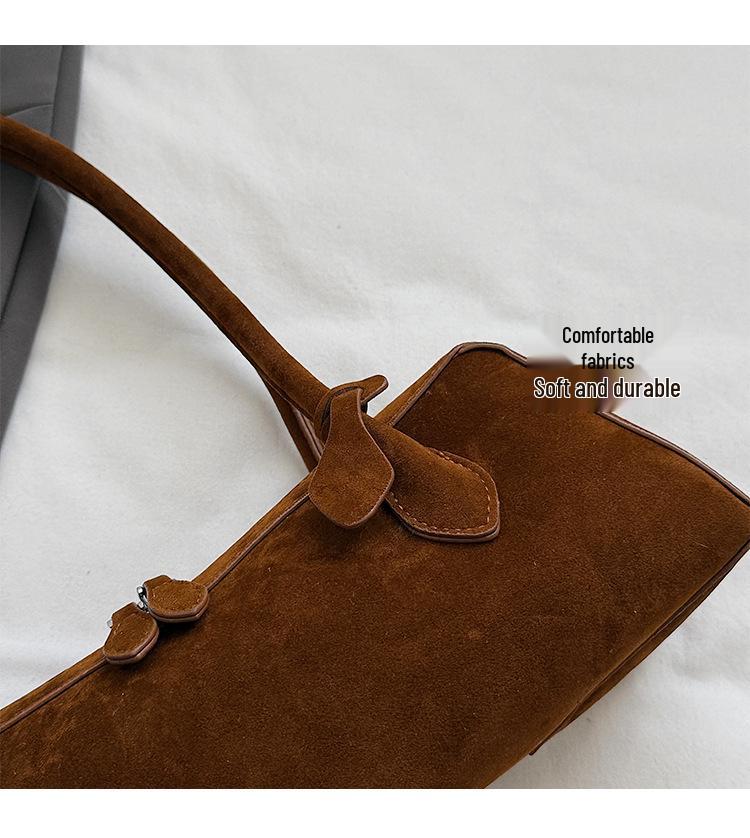 Vielseitige Wildleder-Schultertasche mit großer Kapazität und modischem Design