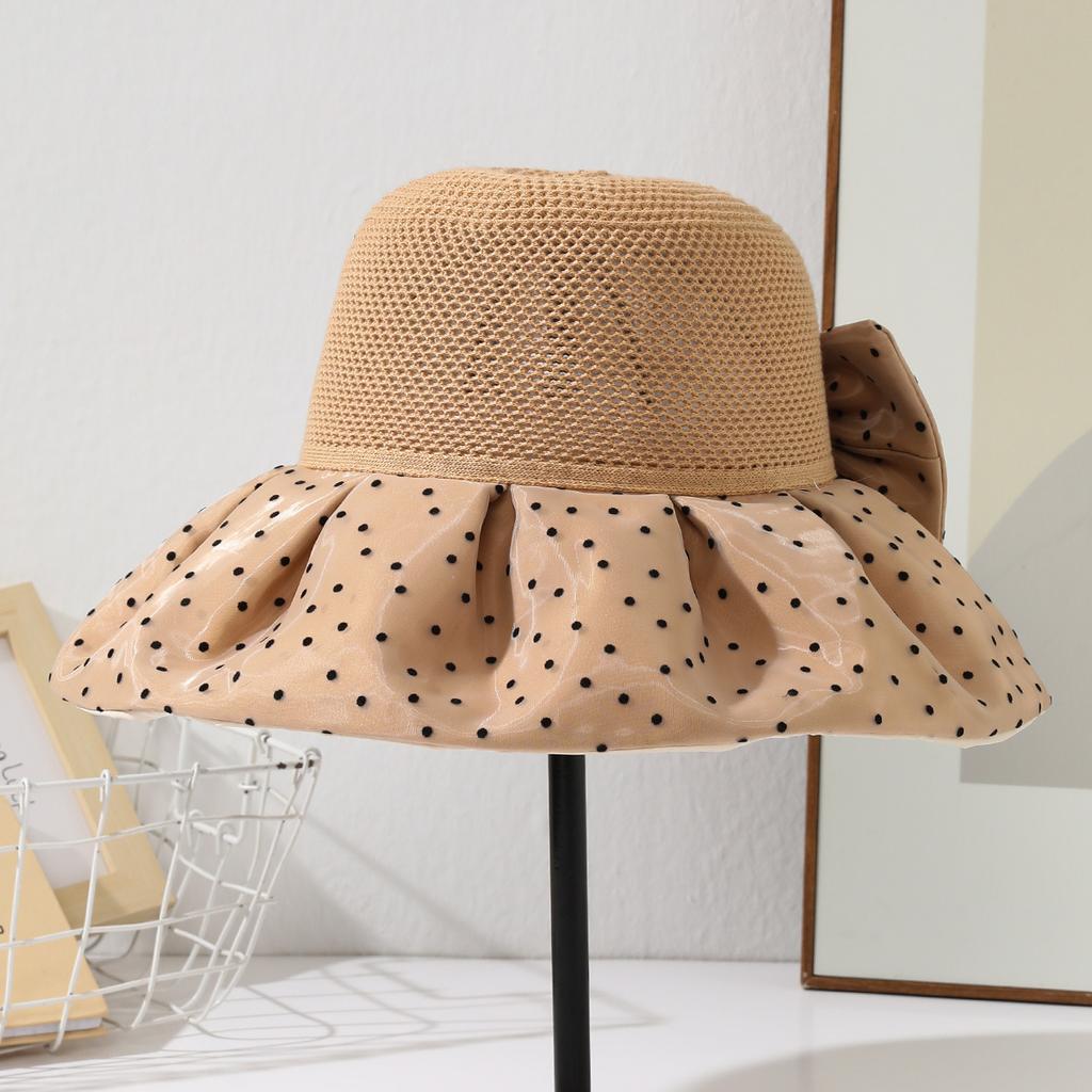Spring and summer new fashion polka dot big edge sunshade women's bucket hat vacation face cover sun protection hat outdoor leisure sun hat