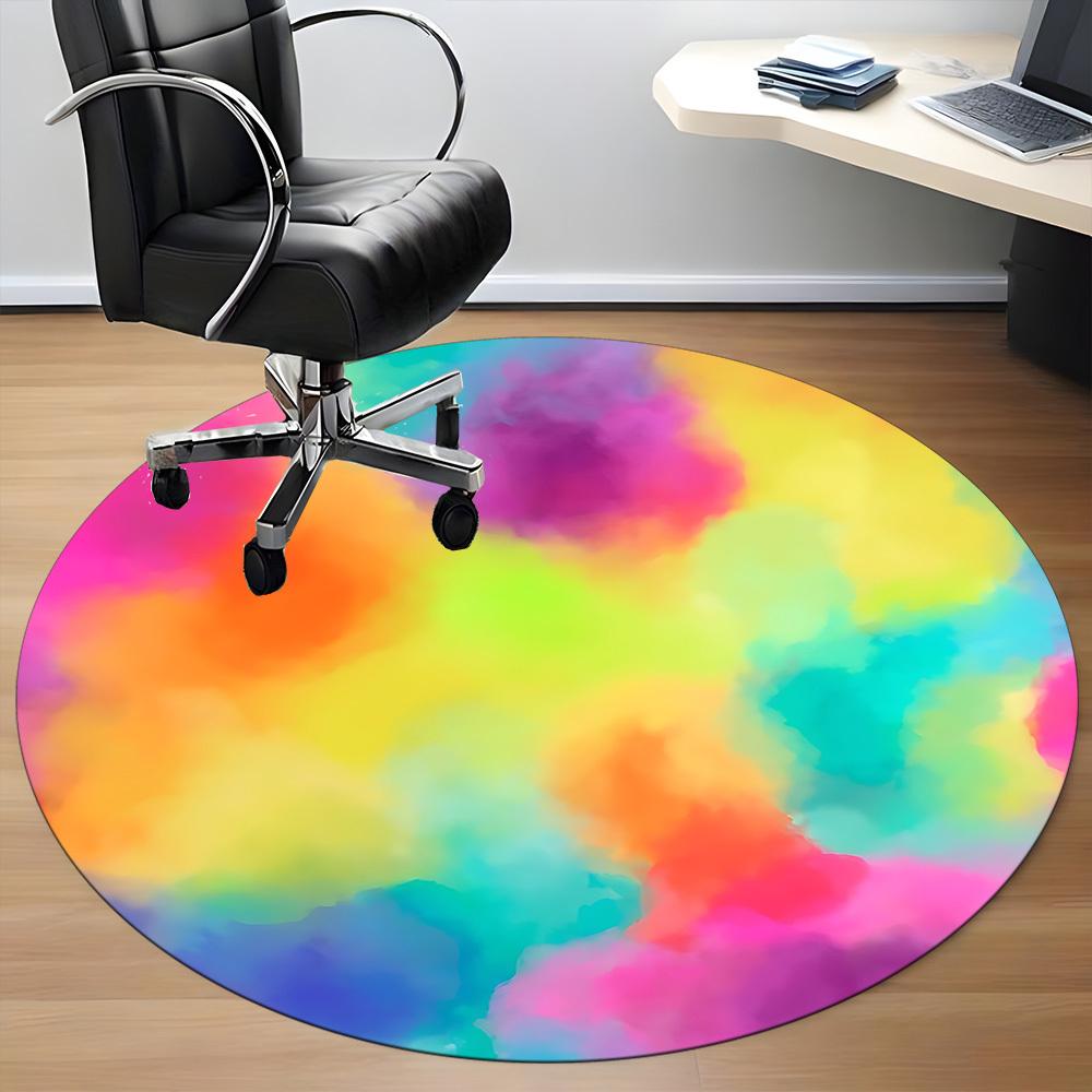 1 Stück bunter abstrakter Stuhlteppich für das Büro, rutschfester, waschbarer Polyesterfaser-Teppich für den Innenbereich, Matte für das Büro, maschinenwaschbar