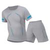 2 Pcs Men's Mesh Breathable Quick-drying Sports Suit Loose Plus Size Running Fitness Mountaineering Casual Short-sleeved Shorts