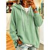 Women's Waffle Hoodie, Drawstring Zip-Up Loose Long Sleeve Sweatshirt Top,  New Arrival, European American Style Cross-border Women's Clothing